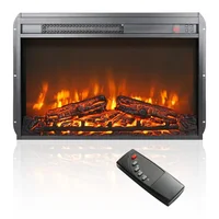 Electric Fireplace Insert, Ultra-Thin Fireplace Heater with Log Set,1400W, Recessed Fireplace with Over Heating Protection 2