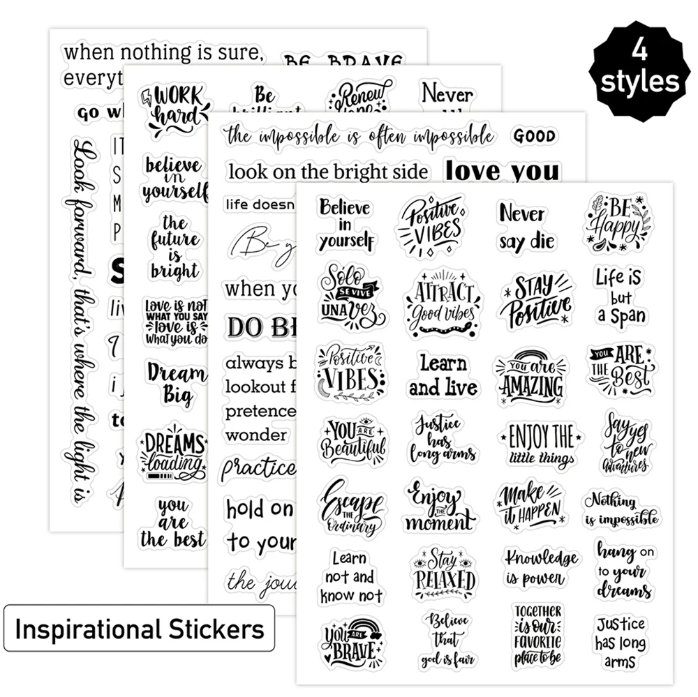 PVC Transparent Text Stickers DIY Graffiti Skateboard Laptop Waterproof Decorative Stickers Stationery