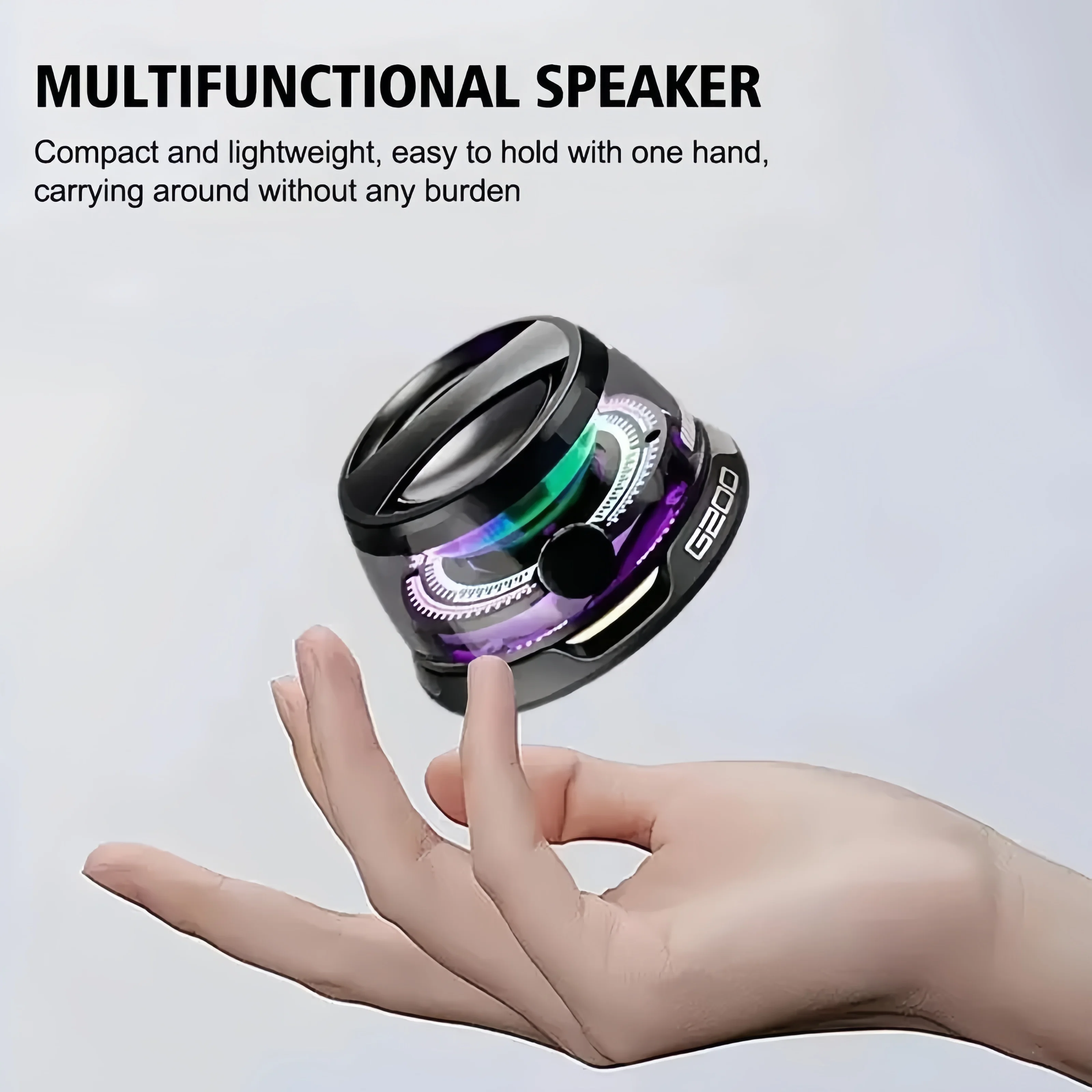 Outdoor Magnetic Bluetooth Speaker Wireless Portable Mini Travel Stereo Speaker with RGB Color Light and Phone Holder for IOS