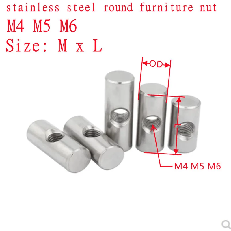 10pcs M4 M5 M6 304 Stainless Steel Cross Hole Barrel Nut Bolts