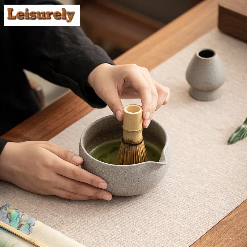 Japanese Coarse Pottery Tea Set Complete Set Matcha Stirring Brush Japanese Matcha Set Kit Tea Making Tea Holder Tea Ceremonial