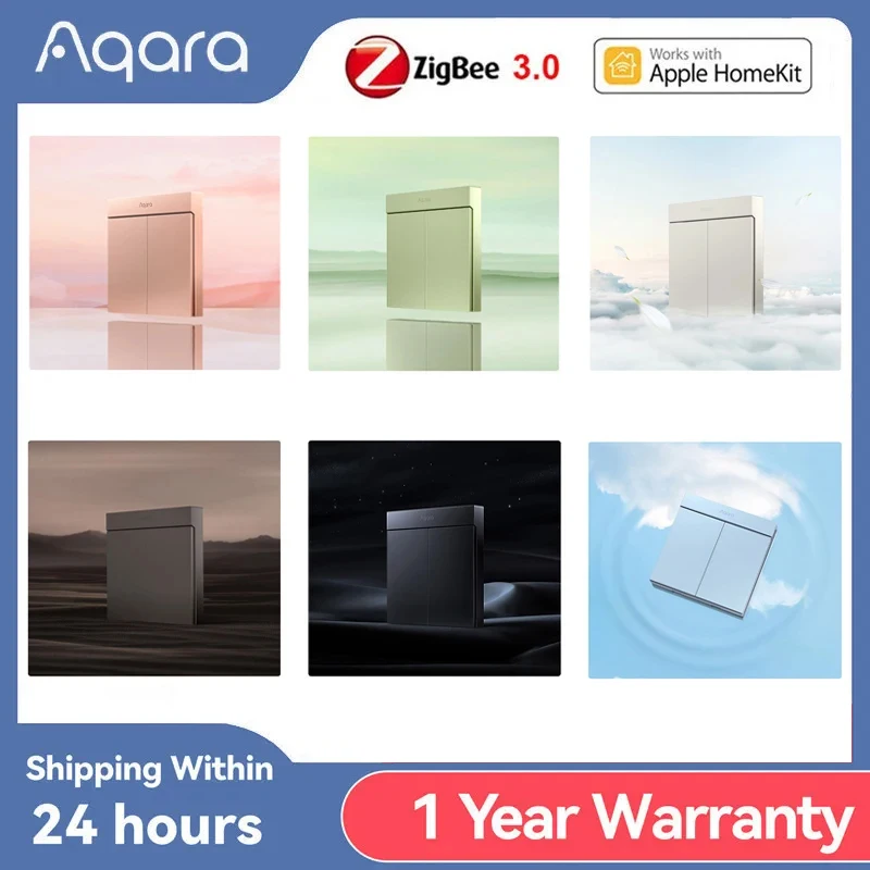 

Original Aqara Smart Wall Switch H1M Zigbee 3.0 Neutral MARS-Tech 6 Colors Wireless Key Light Switch Smart Home For Homekit App