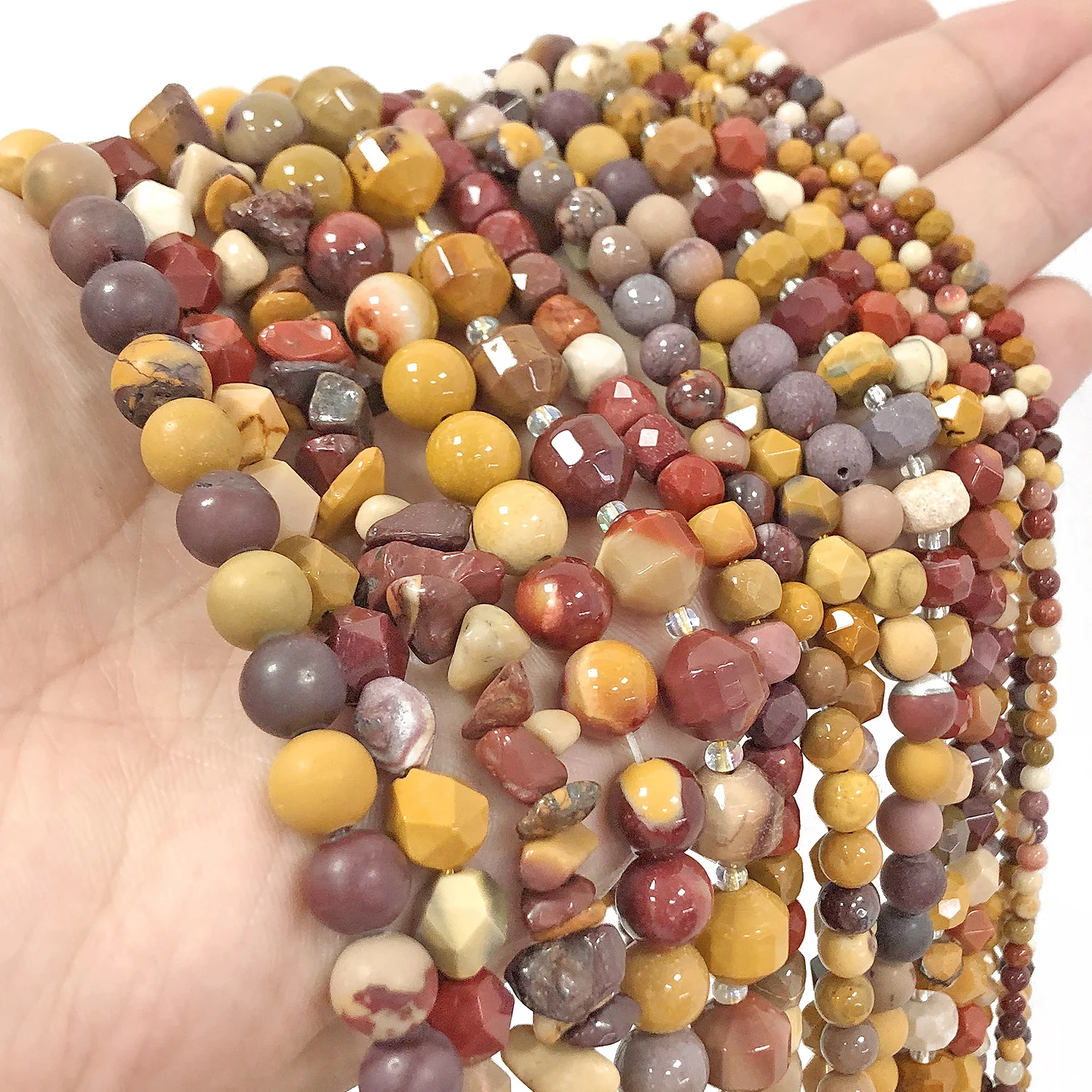 23 Types Mookaite Bead Natural Stone Yellow Round Cube Faceted