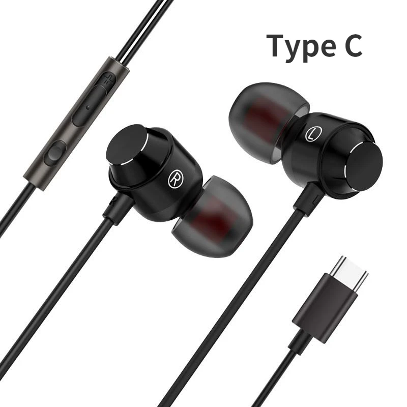 Type-C Metal Earphone for Oneplus 8 7 Pro In-ear Mic Wire Control Bass Magnetic Headset Earbuds for iPhone 12 13 Huawei P40 Pro running headphones Earphones & Headphones