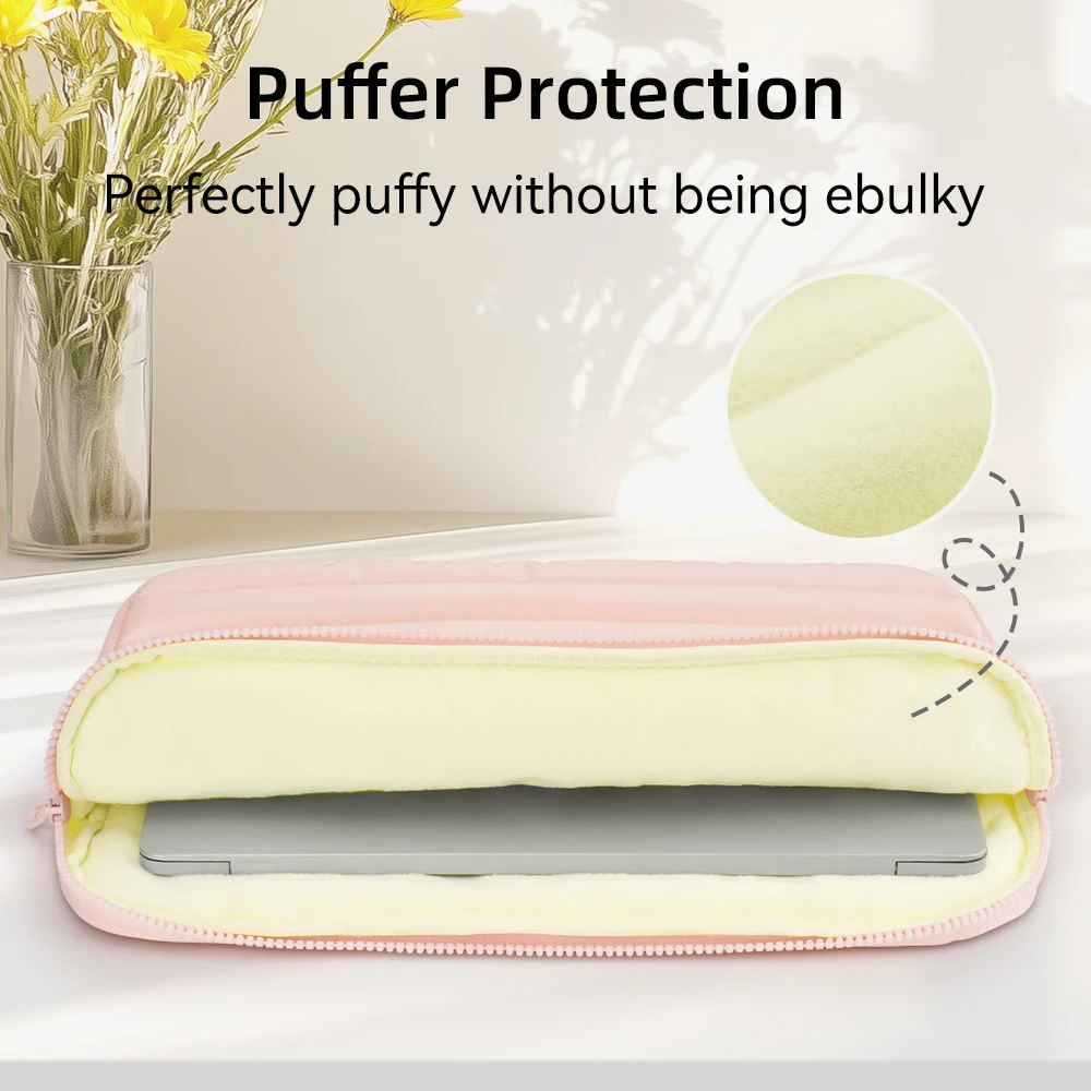 Puffy Laptop Sleeve Cover Bag - Fashionable Soft Case for Tablets and Notebooks