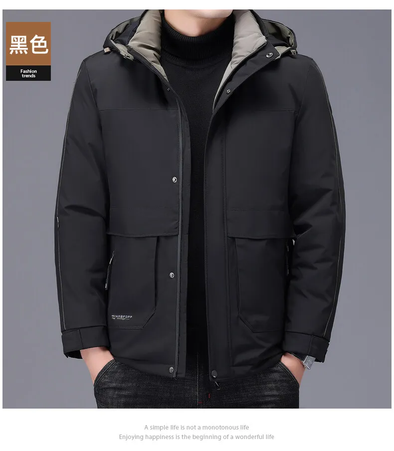 Business Casual Herren-Jacken mit Kapuze, Baumwolle, gefüttert, Winter, Outdoor, winddicht, warm, Daunenmantel, Übergröße, L-5XL, dicke Parkas-Kleidung – Detail 14