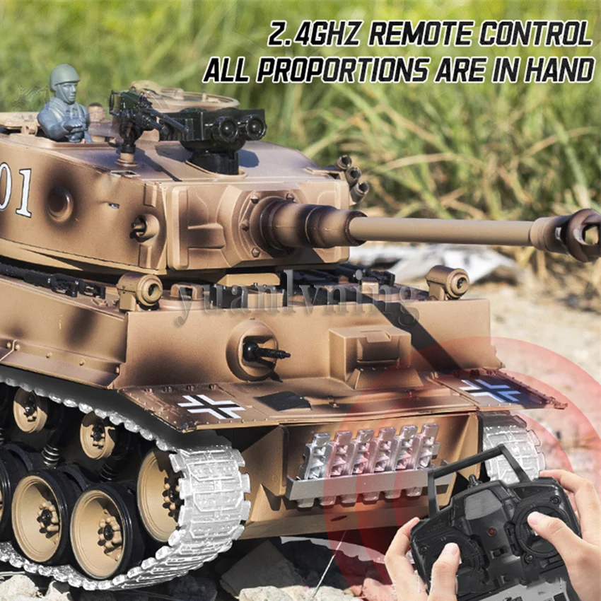 1/18 Large Rc Metal Tank 2.4GHz Remote Control War Tanks With Shooting Car Military Truck Model For Boys Children Kids Gifts New 3