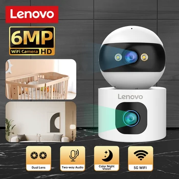 Lenovo 6MP Telecamera IP 5G WiFi Dual Lens Smart Home Auto Tracking Conversazione bidirezionale Telecamera di sorveglianza wireless Baby monitor di sicurezza