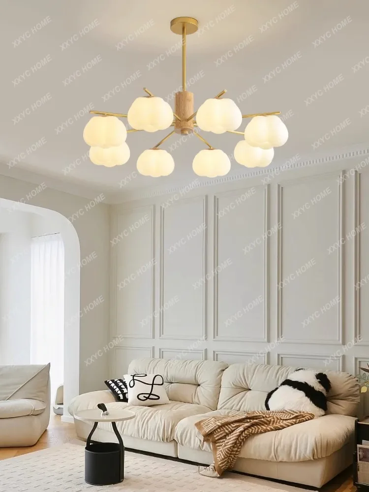 

Cozy and Romantic Cream Style Cotton Master Bedroom Lamp Creative Art Restaurant Chandelier