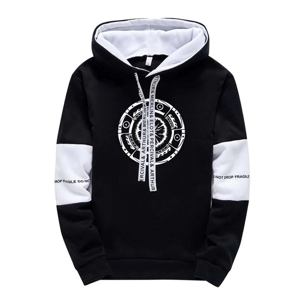 

Men's Hooded Tracksuit Letter Black White Color Matching Hoodies Outdoor Sportwear Leisure Fashion Streetwear Clothes
