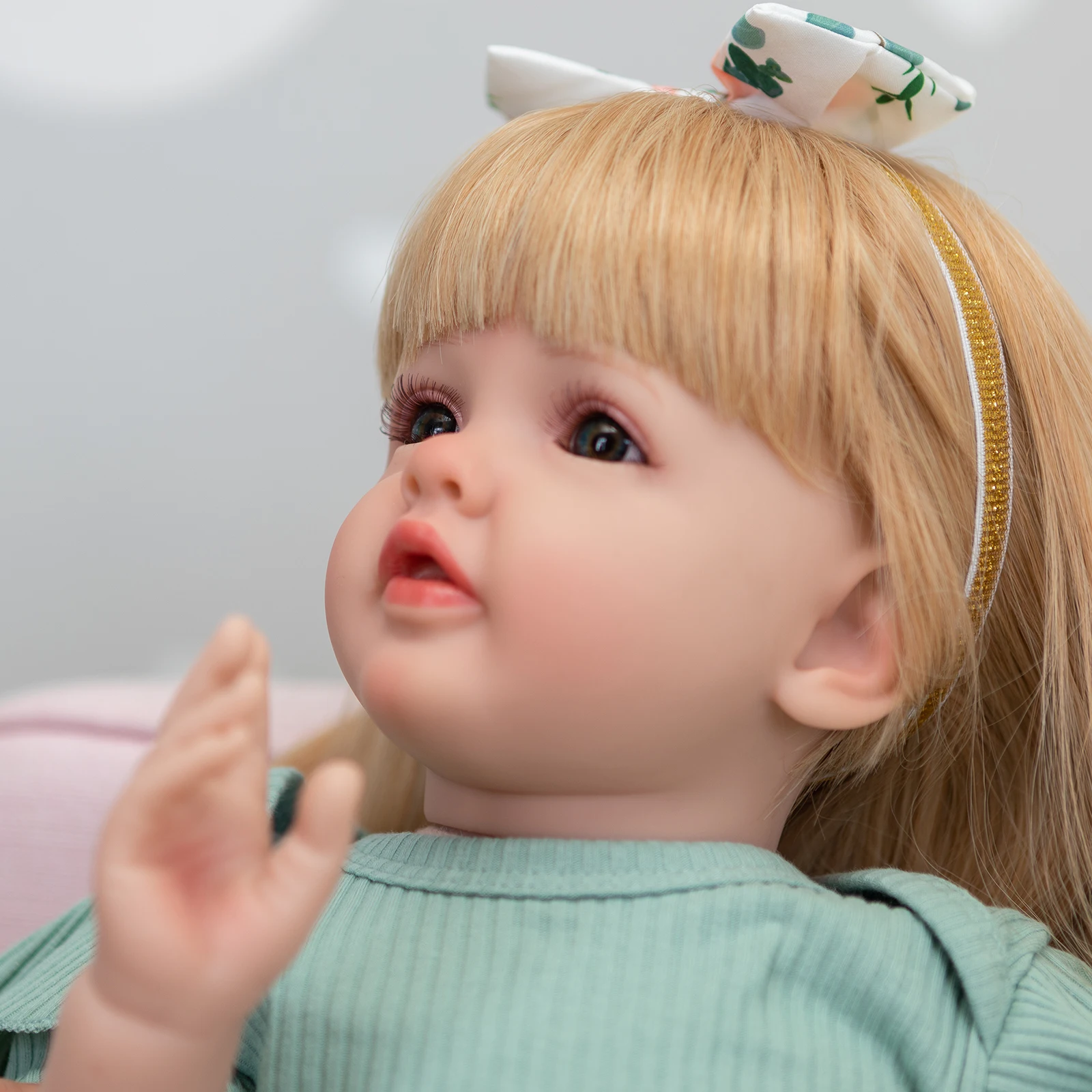 Jolie Poupée Reborn pour Tout-Petits, Cheveux Blonds, 24 Pouces, Co