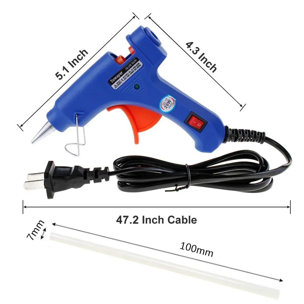 OIMG 20W Hot Melt Glue Gun With 7mm Glue Sticks Mini Household Industrial Guns Heat Temperature Thermo Electric Repair Tool 6