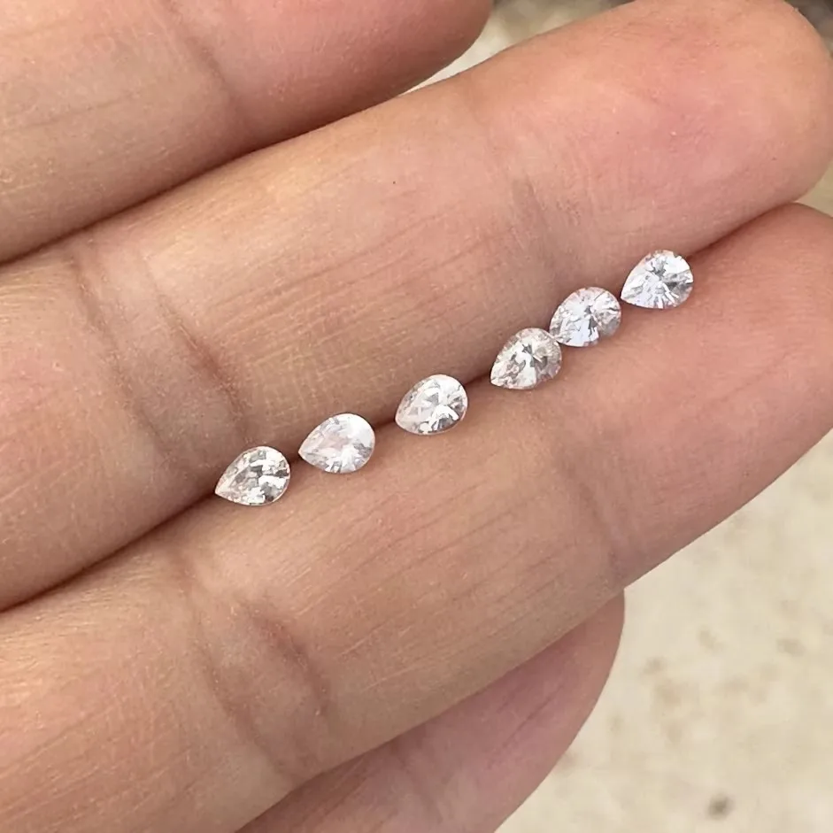 배 모양 실험실 재배 사파이어 루스 젬스톤 멀티컬러 2x310x14mm 반지, 쥬얼리 액세서리 제작, 선물용