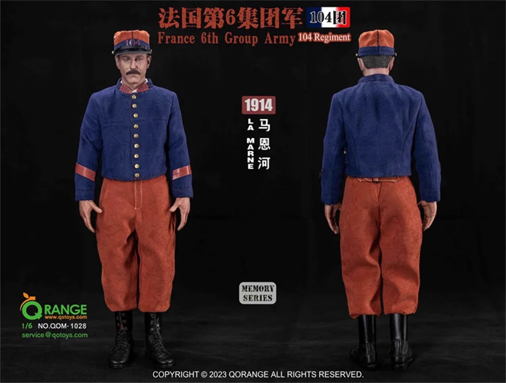 

1/6 QORANGE QOTOYS QOM-1028 Soldier France 6th Group Army 104 Regiment La Marne 1914 Man Soldier Uniform Tops Pant with Medals