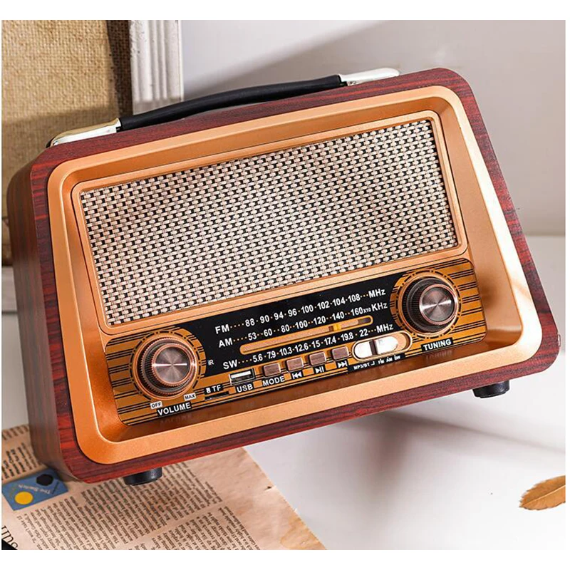 Luxury Design Wireless Bluetooth Speaker Vintage FM Radio Receiver