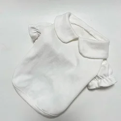 Winter Warm Puppy Princess Dress with Bow Knot - Solid Color Skirt & Hair Clip Set - S (White T-shirt)