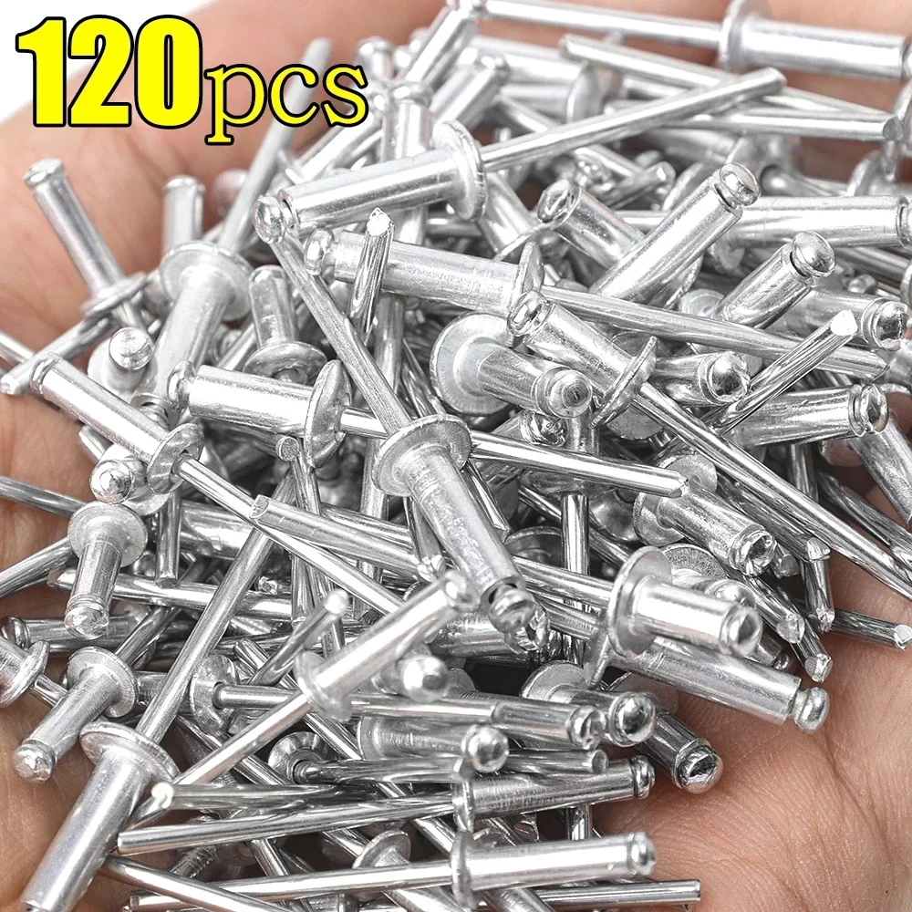Rivets and Fasteners 120pcs Aluminum Alloy Riveter Sets Pop Rivets Assortment Kit Furniture Dome Head Blind Rivet Nut Tools