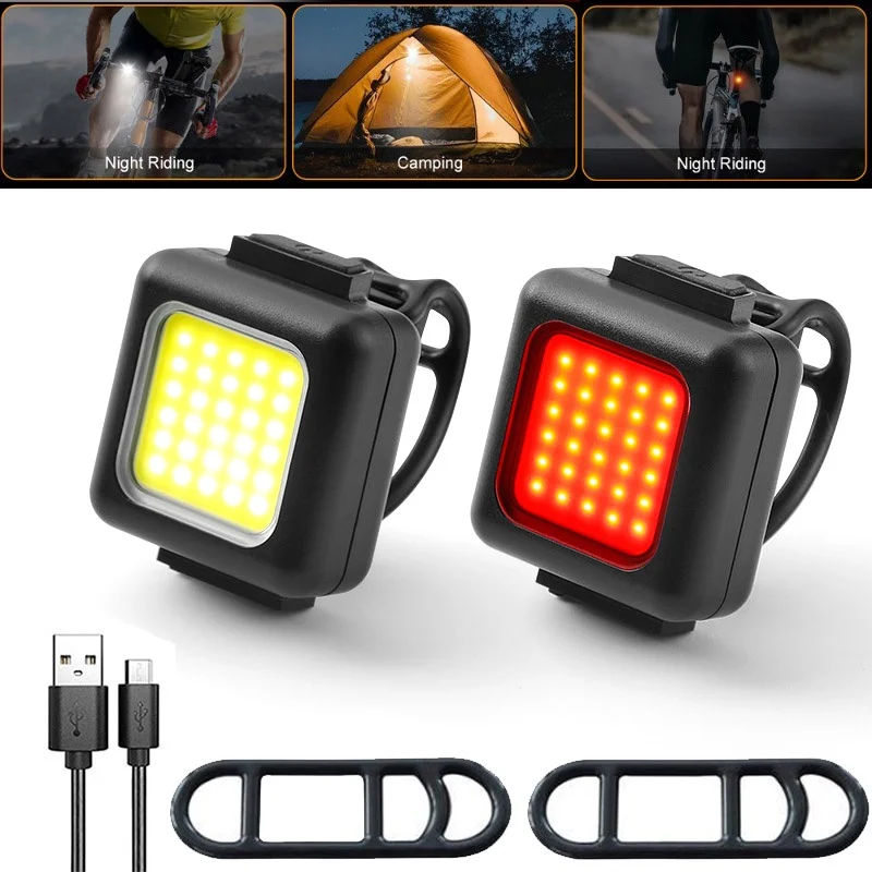 

COB Mini Bike Light Set Rechargeable Highlight Bicycle Headlight Easy To Install MTB Tail Light Front Rear Lamp Cycling Parts