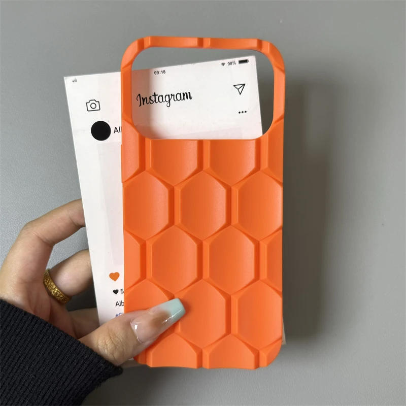 Luxury Matte 3D Honeycomb Cube Phone Case - Shockproof Bumper Cover