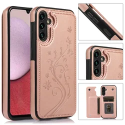 Durable PU Leather Magnetic Flip Phone Wallet Case - Galaxy A14 4G 5G (Rose Gold)