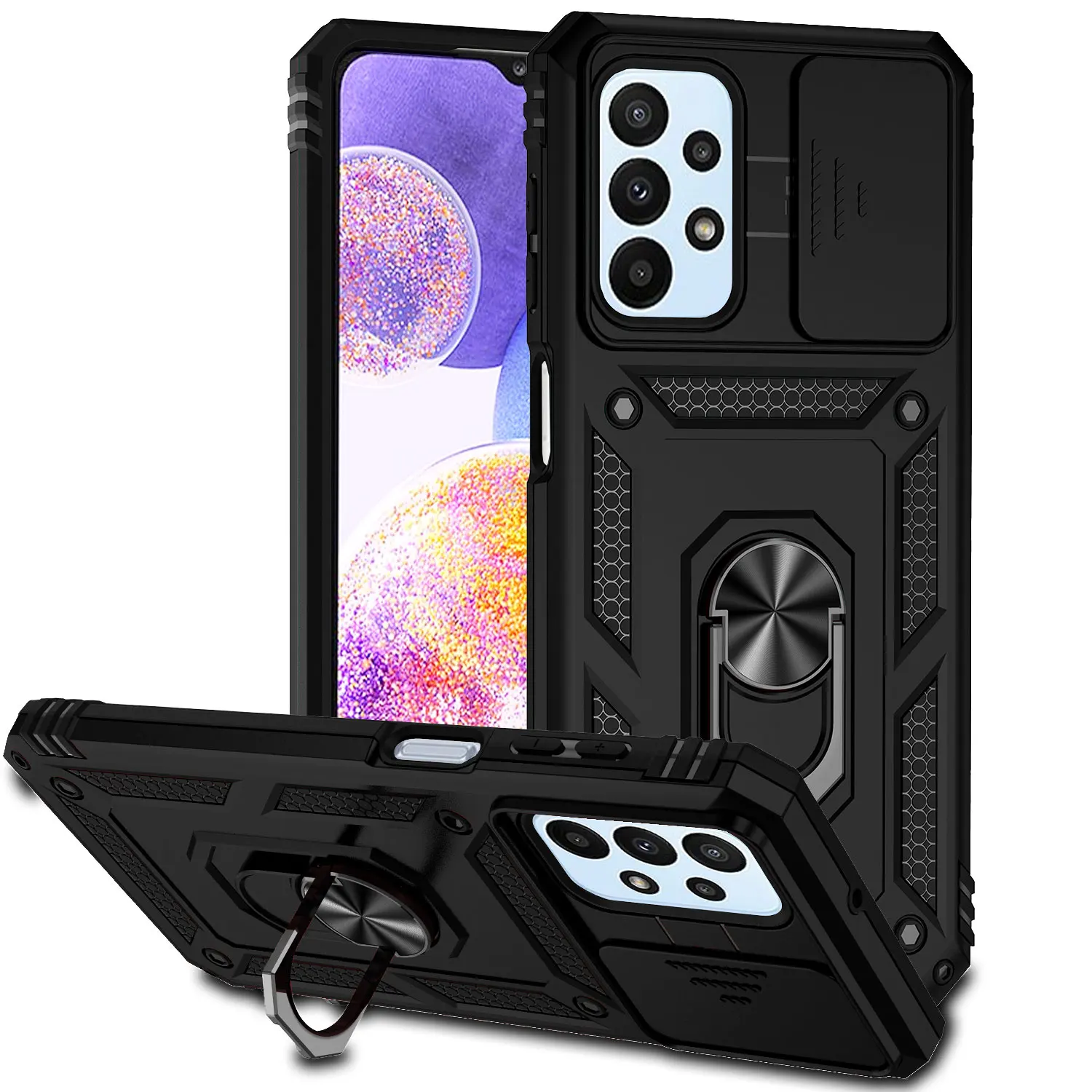 Enhanced Armor Shockproof Phone Case with Slide Window Camera Lens Protection