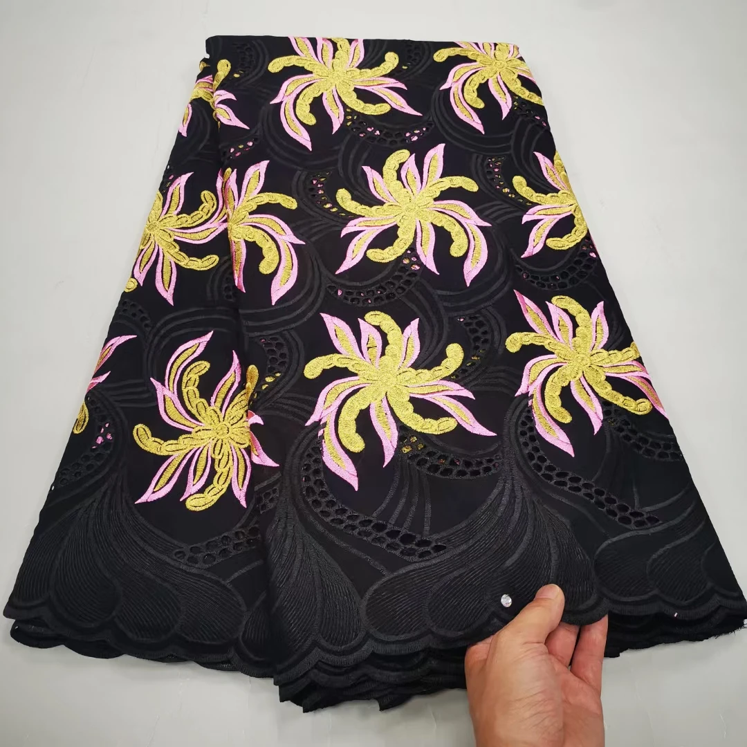 

Черная кружевная ткань, швейцарская вуаль, кружево в Швейцарии, ткань, Котон, нигерийская кружевная ткань, ткань из Дубая PYC22101