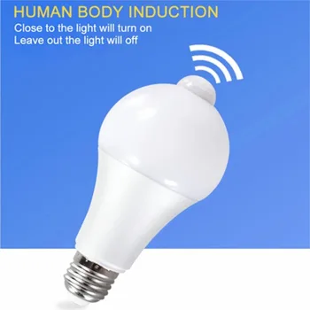 PIR 모션 센서 LED 캐비닛 전구, 야간 조명, 계단 통로 복도 비상 램프, E27 AC 85V-265V, 12W, 15W, 18W, 20W