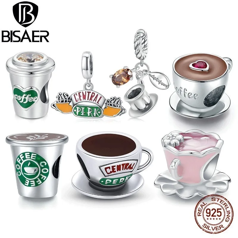 925 Sterling Silver Flower Teacup Charm Bead Coffee Cup Pendant Plated Platinum Fit Women DIY Bracelet Fine Jewelry beads charms charm jewelry loose beads sterling silver jewelry charm bead silver charm bracelet sterling silver beads beads jewelry silver charm bead sterling silver beads charm