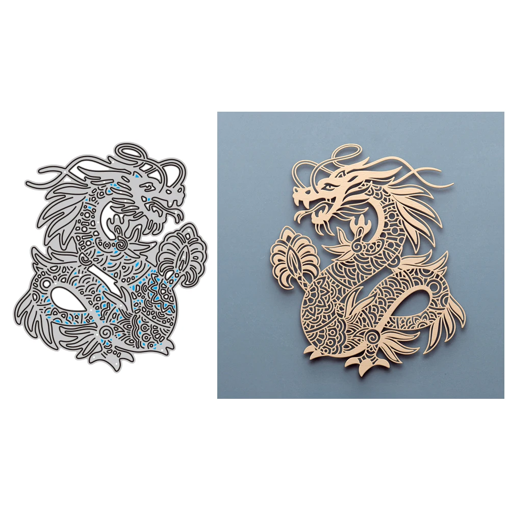 Chinese Dragon Cutting Dies for Diy Scrapbooking Album Card Making Decoration Paper Craft Christmas Metal Die Cuts Knife Mold 3