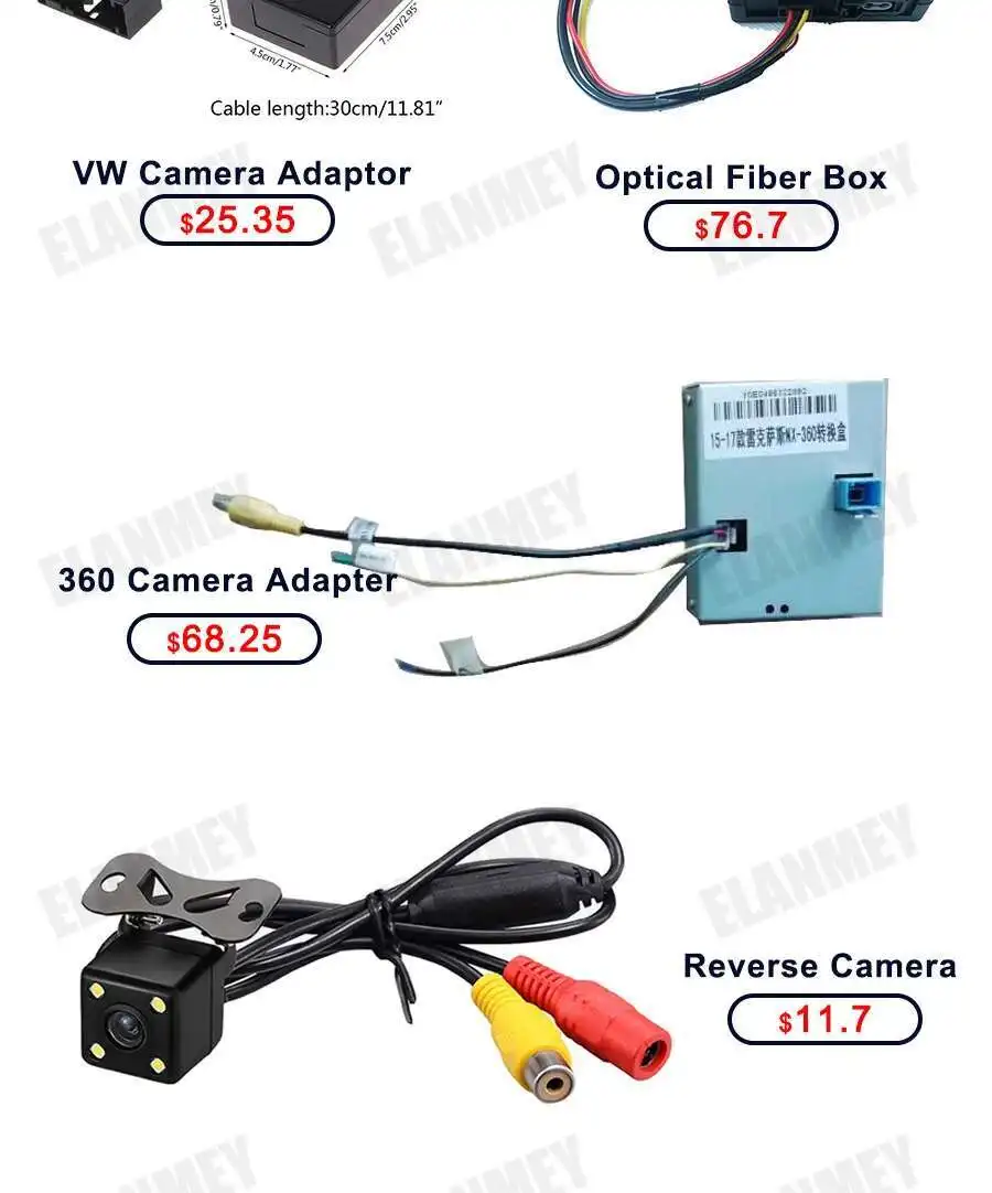 Android Accessories OBD2 DAB Receiver CARPLAY USB DVR CAMERA TPMS Optical Fiber