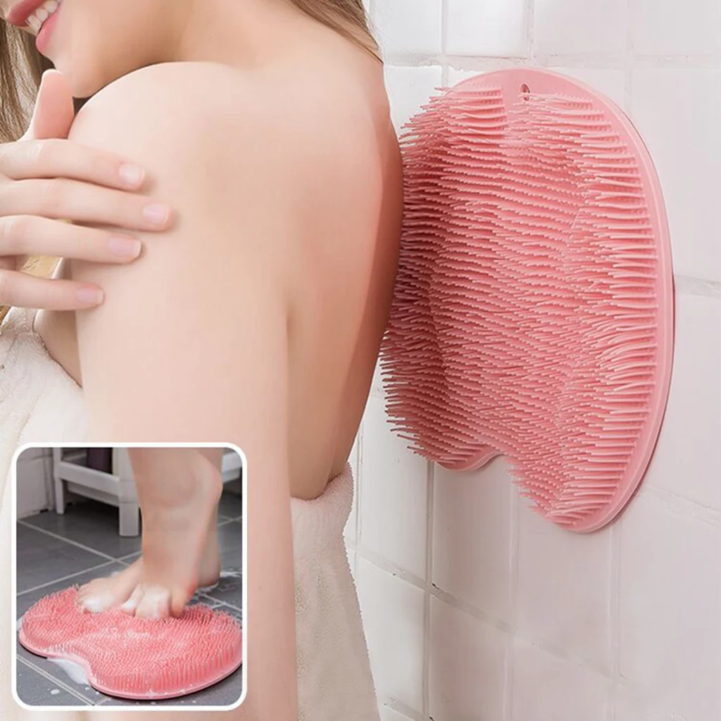 Silicone Foot Massage Pad Shower Mat Non-slip Wash Foot Pad Stick on Wall Surface Body Cleaning Tool Exfoliating Rub Back Brush