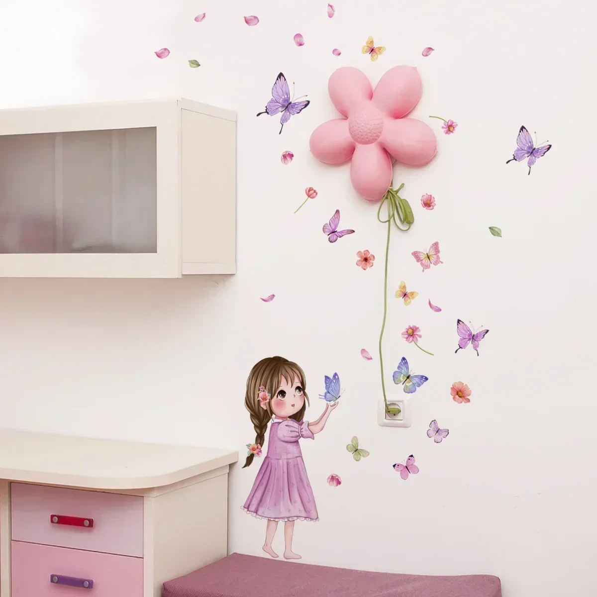 Cute Girl & Butterfly Wall Stickers 6
