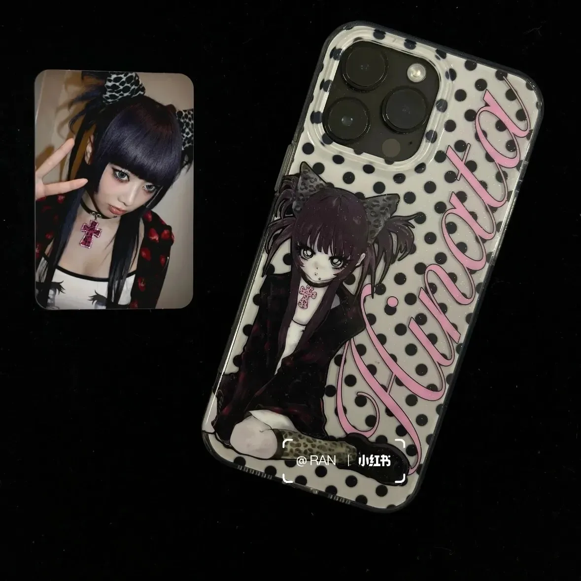Chic Black Polka Dot Y2K-Inspired Phone Case