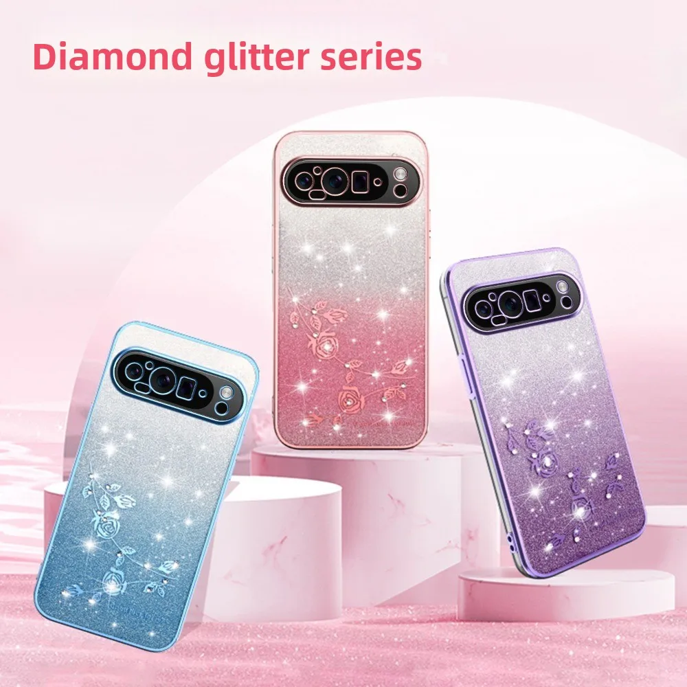 Electroplating Glitter Gradient Eternal Flower Pattern Phone Case - Soft Protective Cover