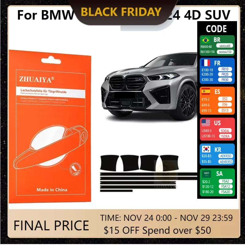 

Защитная пленка ZHUAIYA для красок дверной ручки, ТПУ PPF для BMW X6 M 2024-2024 4D SUV, автомобильные аксессуары