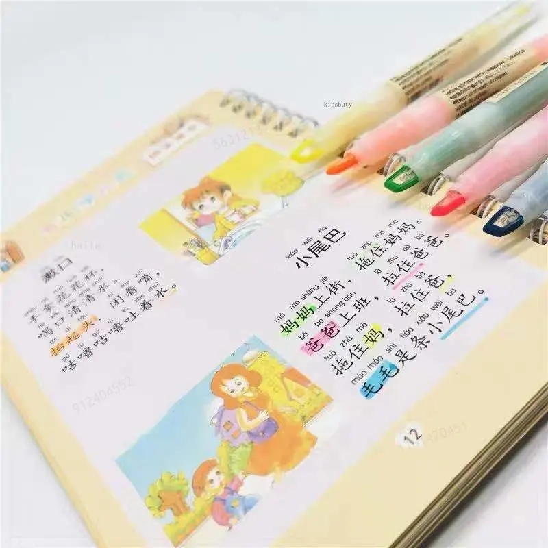 5Colors/Set Double Nib Window MUJIs Highlighter Pens Stationery Student Key Points Marker Colored Marking Fluorescent Pen highlighter pen marker pen highlighter marker