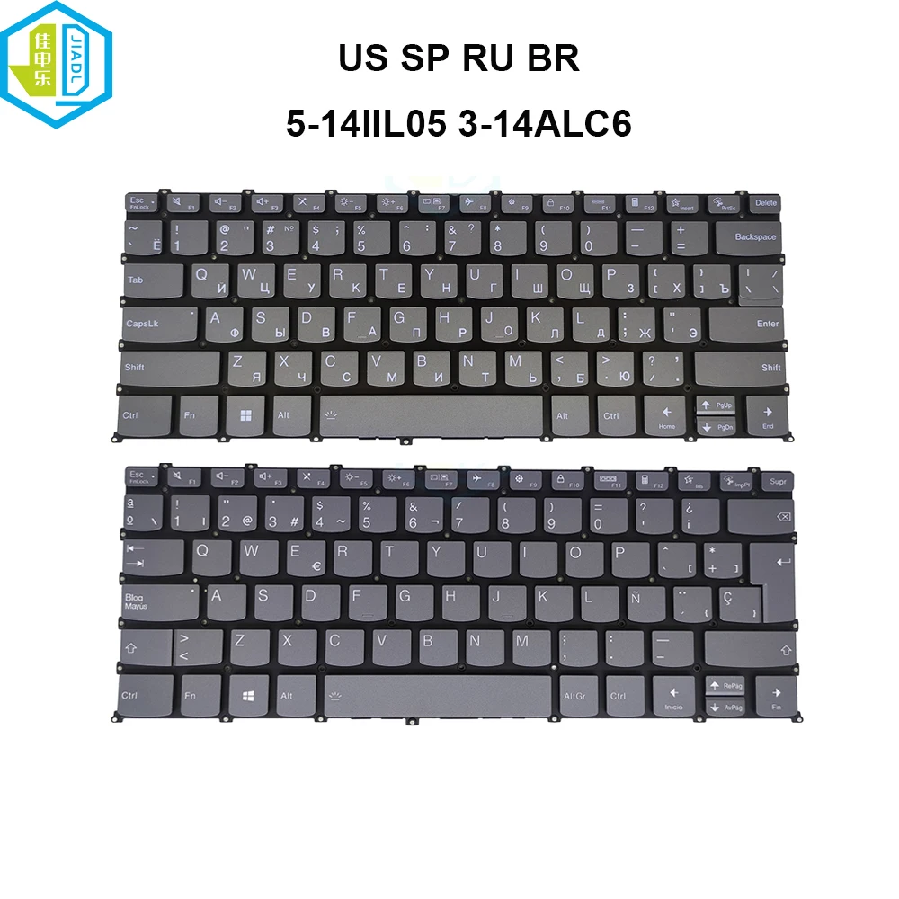 Teclado Retroiluminado para Lenovo Ideapad Eua Brasil Espanhol Flex 514are05 5-14iil05 3-14ada6 3-14itl6 Pro-14arh5 Pc4spb Pr4sb-spa
