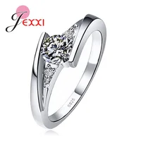 Amazing Style Full Size Shiny CZ Finger Rings Women Girls 925 Sterling Silver Birthday Party Jewelry Wholesale 1