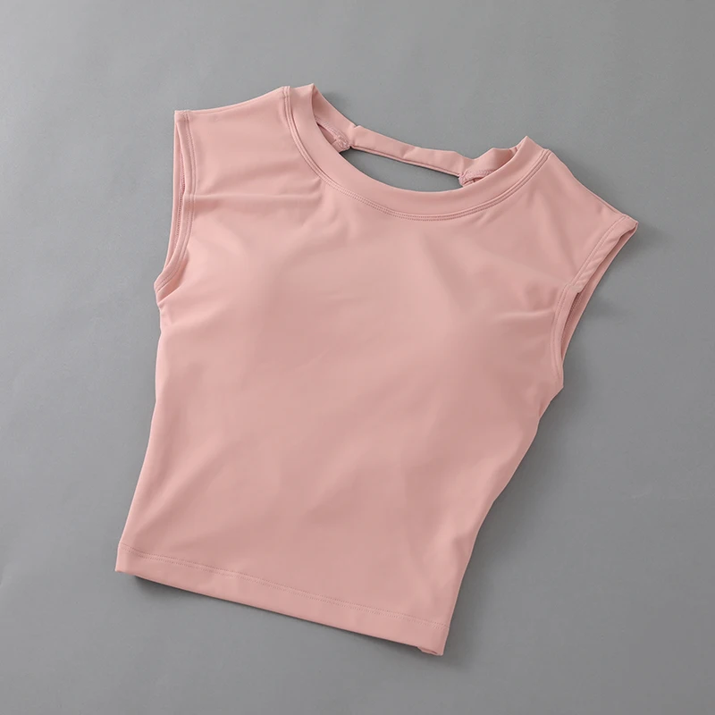 Yoga Top Women's Sexy Short Backless Fixed Chest Pad Sports T-shirt Vest Tight Quick Drying Sleeveless