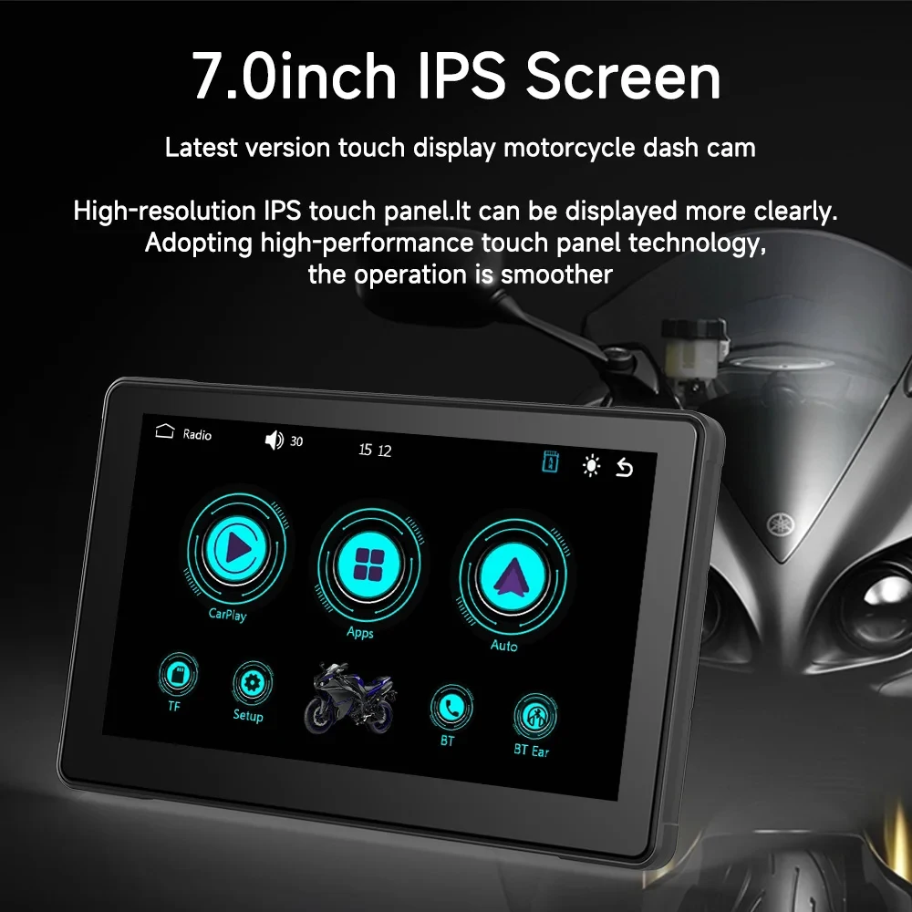 Display touch screen BT impermeabile da 7 pollici per navigazione GPS wireless Carplay Android Auto IPX7 - Image 3