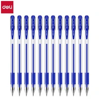 Deli 12-Pack Gel Pen Set 0.5mm Ballpoint Black Blue Red Ink Colors Writing Tools for School Office Stationery Supplies