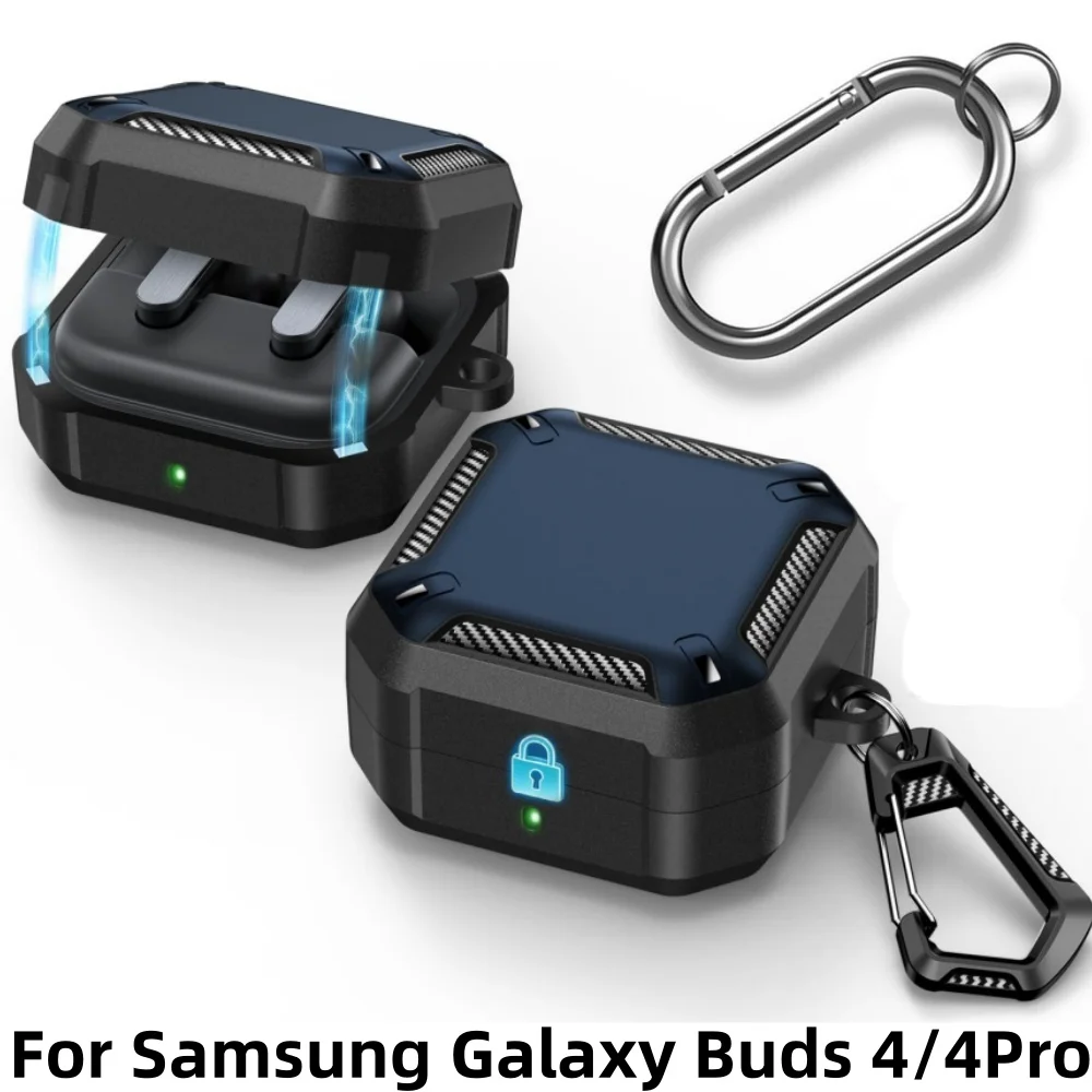 Earbuds Case with Magnetic Closure and Carbon Fiber Texture Design