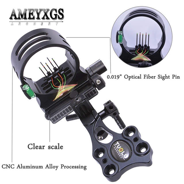 Viseur d'arc à poulies réglable, viseurs à 5 broches, traitement en alliage  d'aluminium CNC, fibre optique 0.019 , adapté au tir à l'arc, 1 jeu -  AliExpress