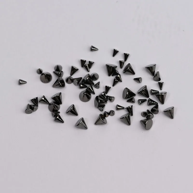 150 Stück 3D Schwarz Silber Metallic Niete Punk Nagel Strasssteine 6Gitter Tiny Cone Spike Nieten Nagel Charms Mixed Aolly Mini Nieten Deco – Detail 9