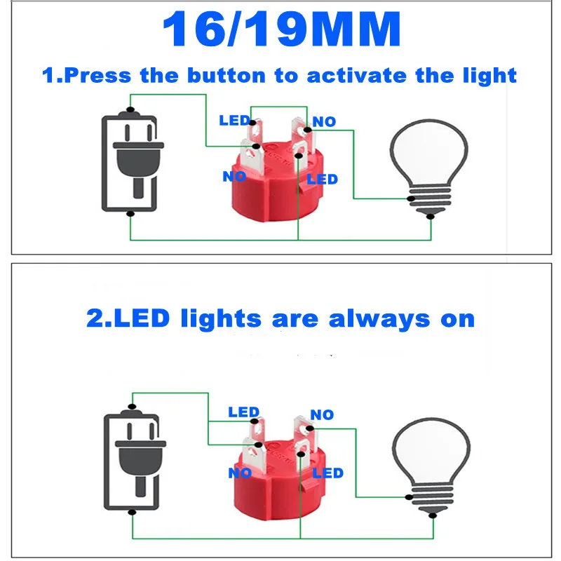 Push button switch 10A 15A 20A waterproof high current metal 16MM19MM22MM automotive LED self-locking reset 3V5V6V12V24V220V