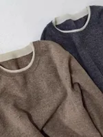 Round neck pure cashmere sweater women's autumn and winter pullover loose large size wool bottom sweater knit sweater - Image 2