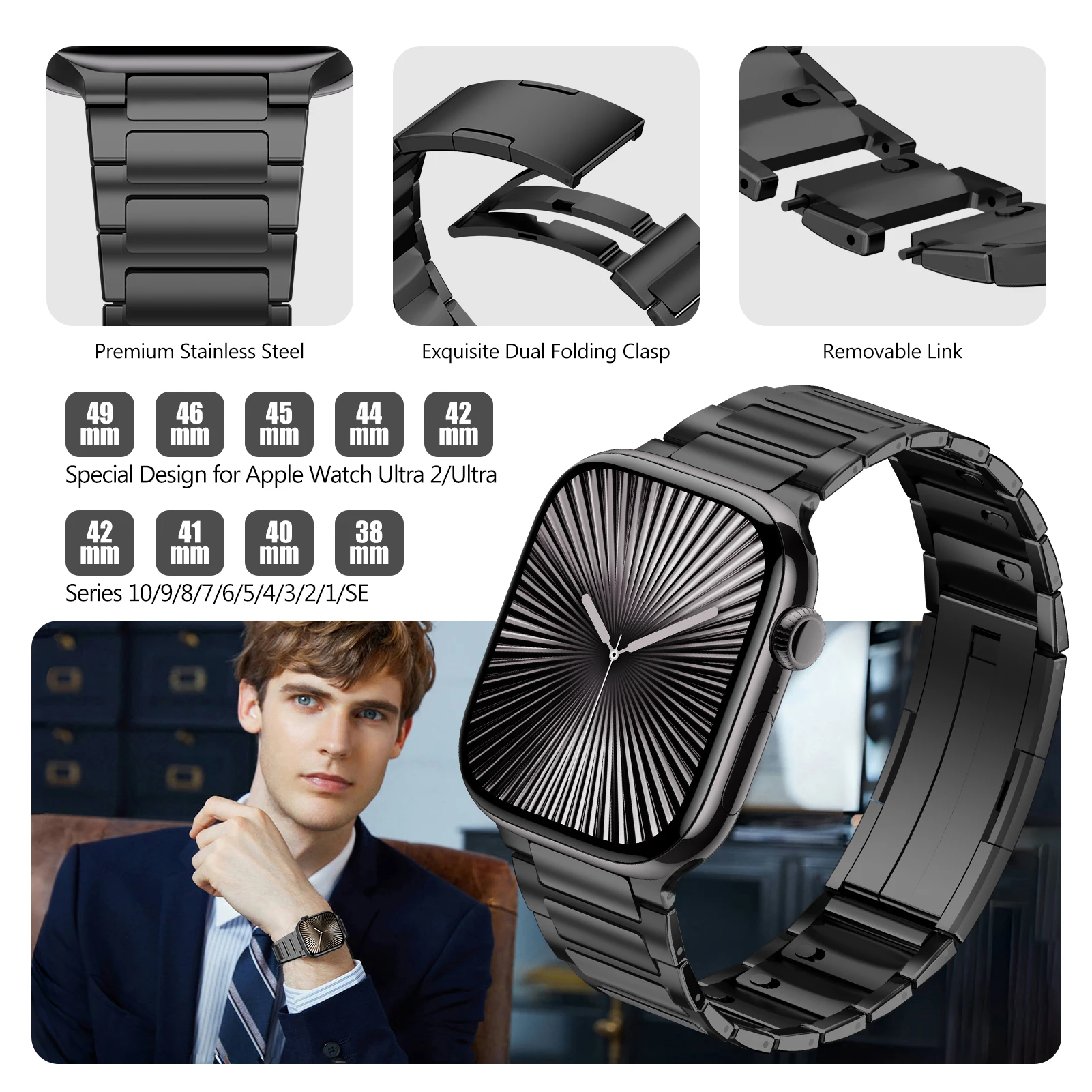 Premium Stainless Steel Watch Strap Bracelet