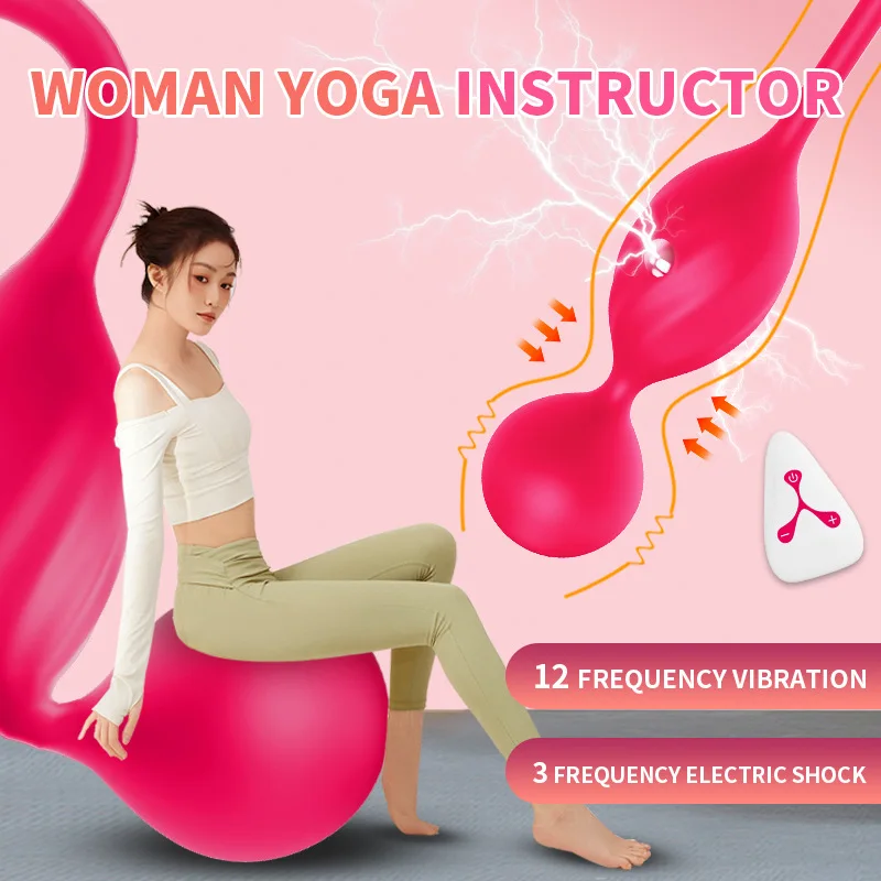 FemalWirelesscontrolKegelBalls3ElectricShockand12VibrationVaginalcontractionYoga
