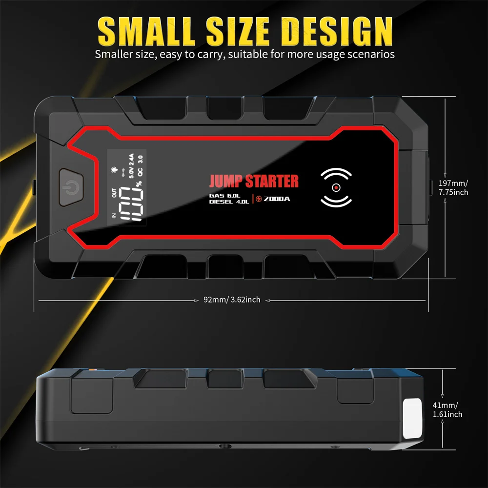 24000mAh Car Jump Starter Power Bank 12V Portable Car Battery Booster Charger Starting Device Petrol Diesel Starter Buster