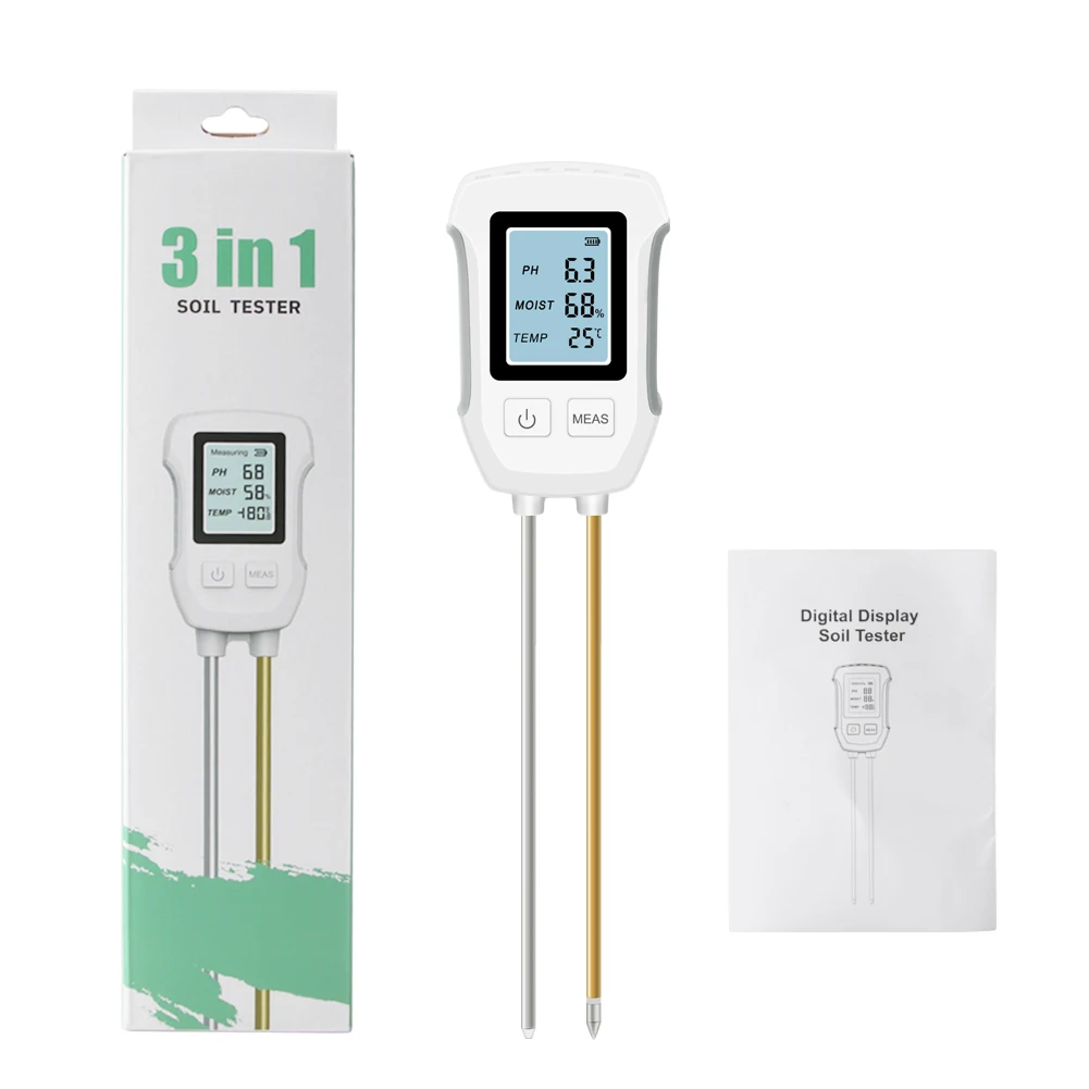 Soil Meter Digital pH Moisture Fertility Light Temp Humidity Analyzer for Garden